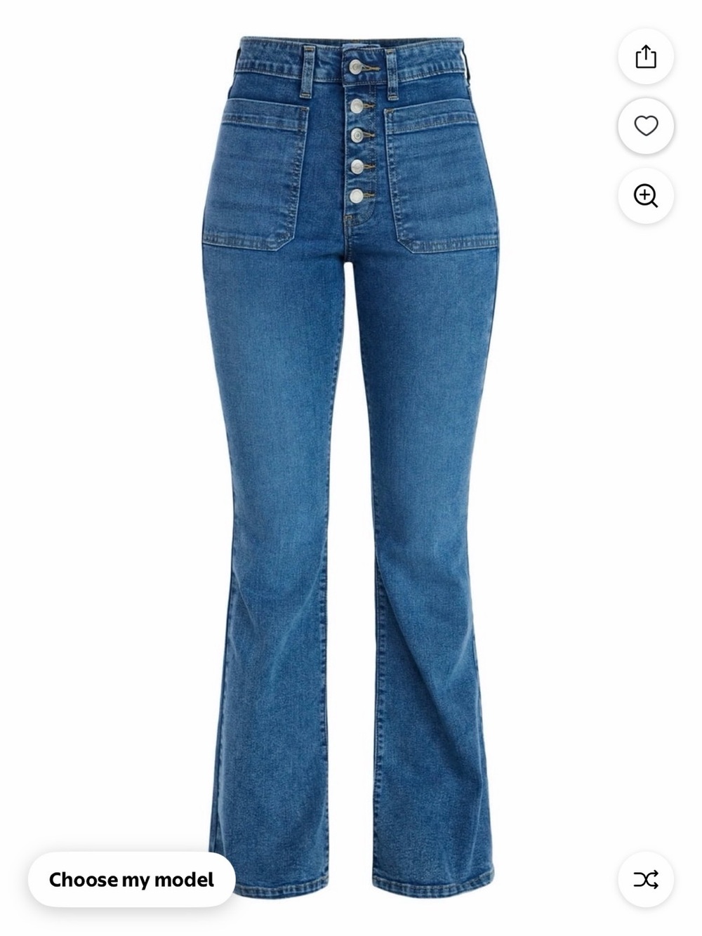 Time and Tru Women's Patch Pocket Flare Jeans, 31" Inseam, Sizes 2 - Picture 6 of 7